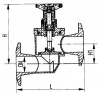 Клапан запорный 521-182.115  проходной со специальными фланцами Ду 80 Ру 10