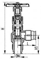 Клапан запорный 521-35.2914  штуцерный угловой специальный Ду 32 Ру 250
